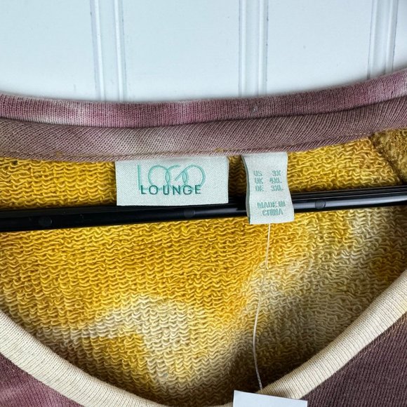 LOGO Lounge by Lori Goldstein Sweatshirt Yellow Hand died Tie Dye Size 3X NWT - Picture 5 of 5